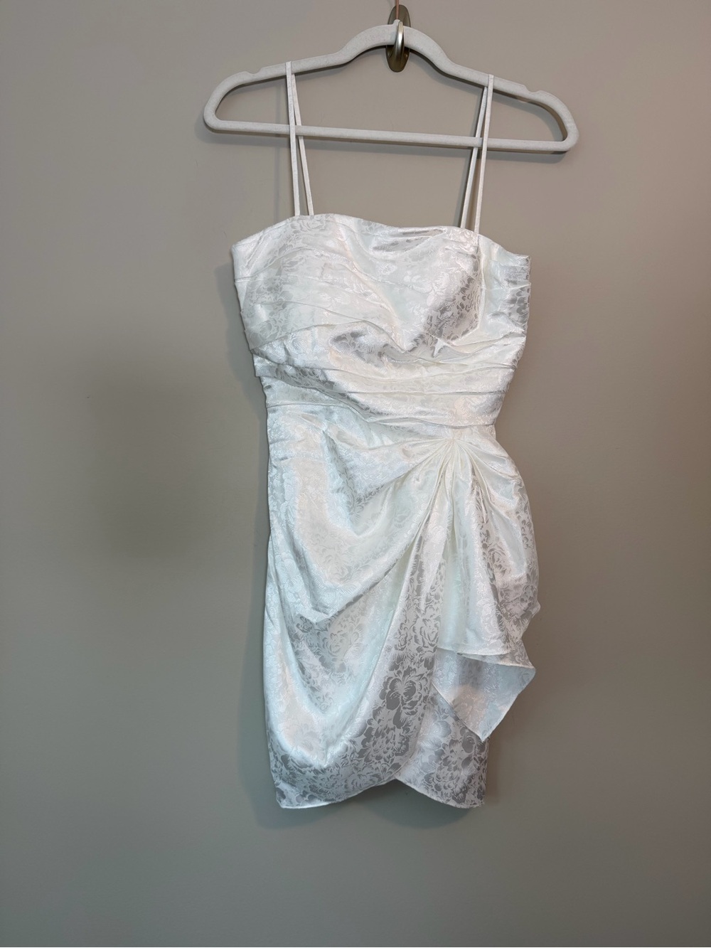 Ronny Kobo June White Jacquard Draped Mini Dress Sz XS NWOT